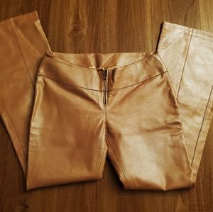 Betsey Johnson sz 6 leather pants camel pink peach